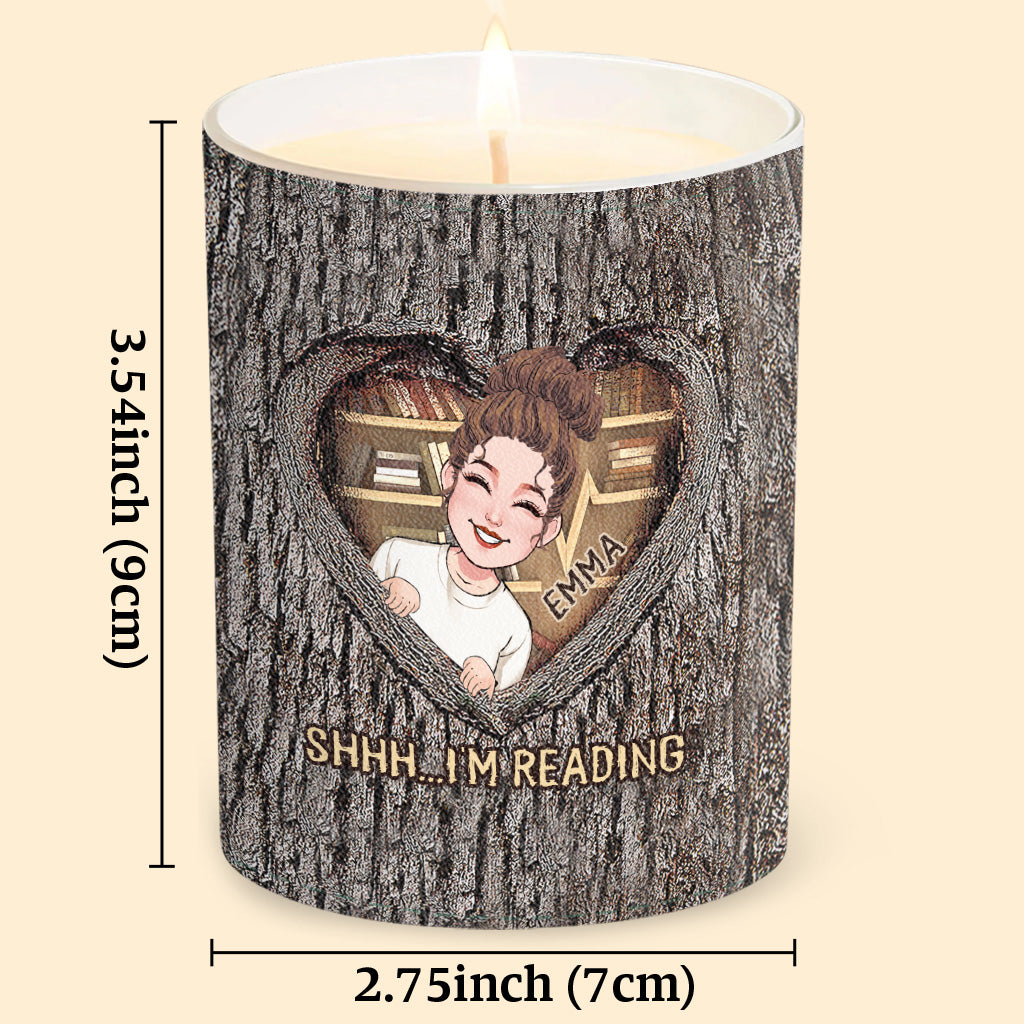 Shhh...I'm Reading - Personalized Book Candle With Wooden Lid