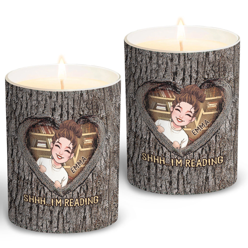 Shhh...I'm Reading - Personalized Book Candle With Wooden Lid