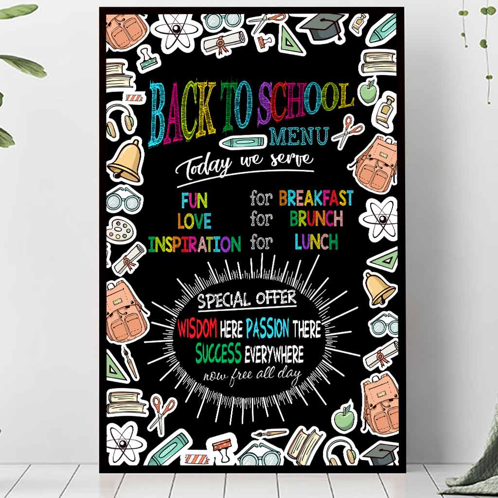 Back To School Menu - Teacher Personalized Poster