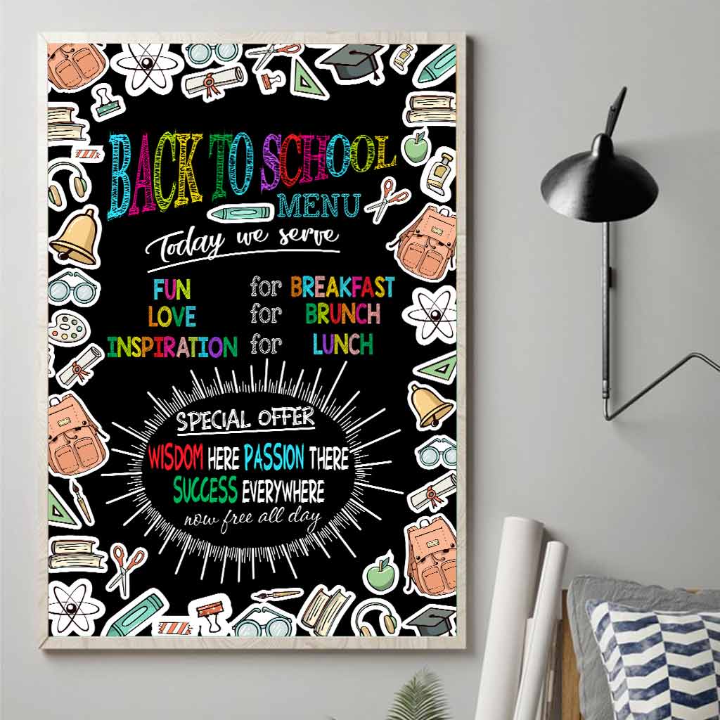 Back To School Menu - Teacher Personalized Poster