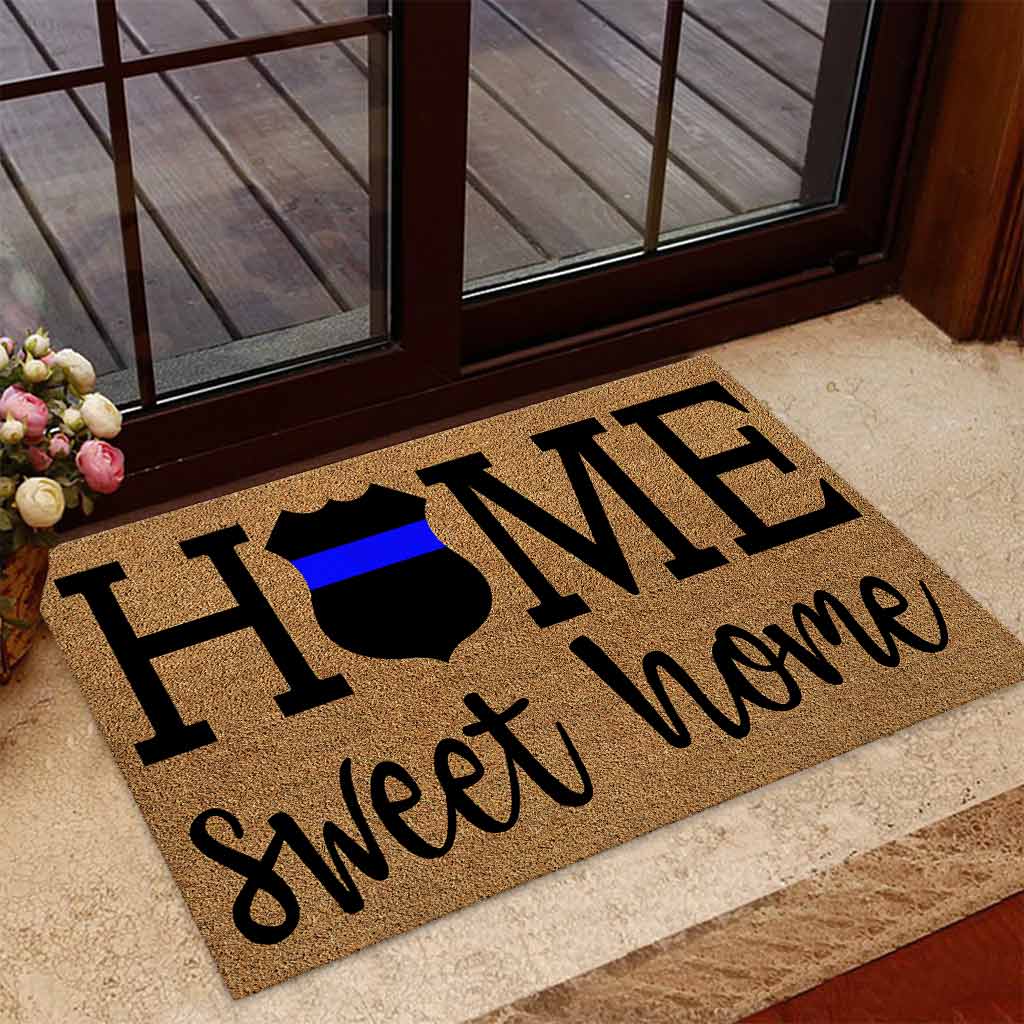 Home Sweet Home - Police Coir Pattern Print Doormat