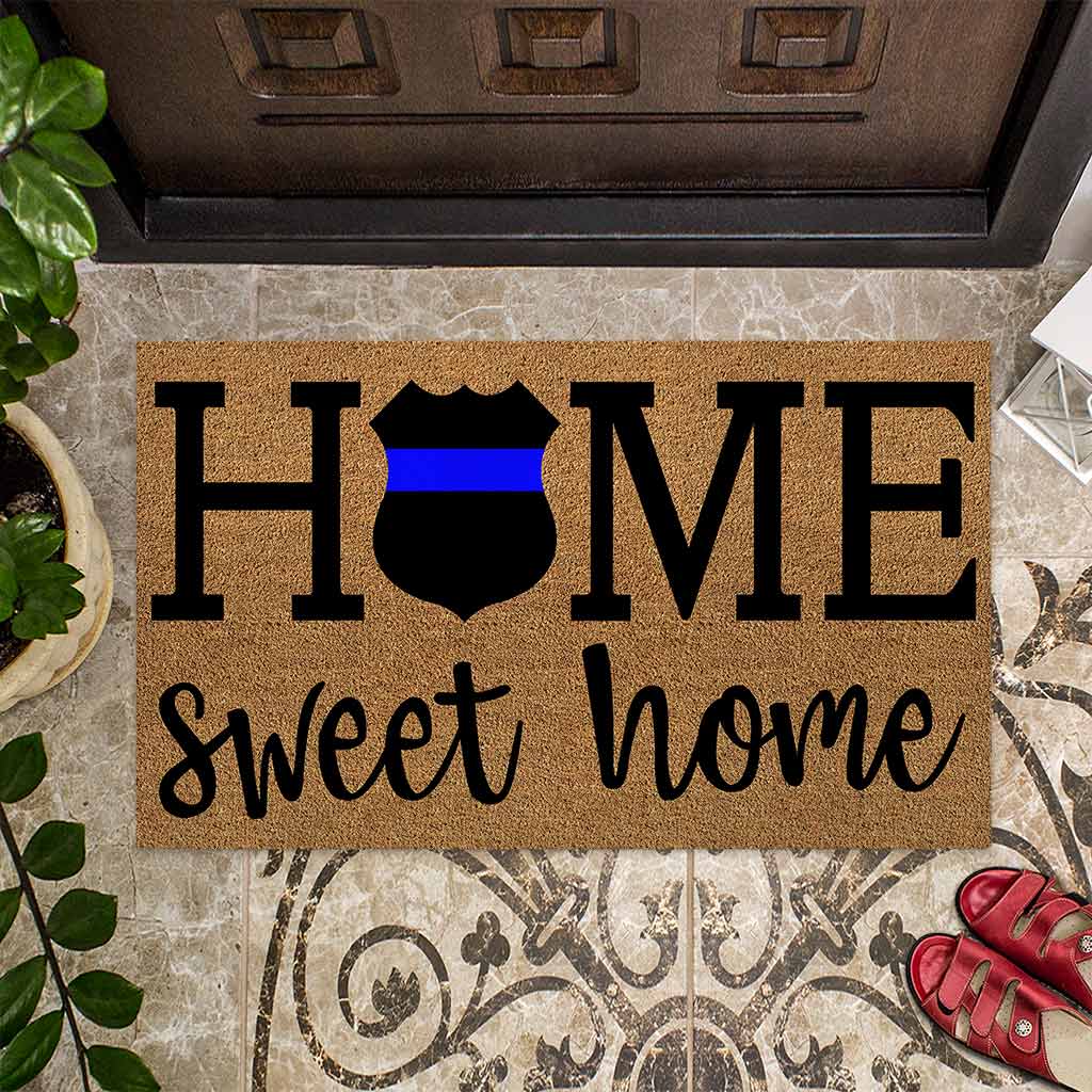 Home Sweet Home - Police Coir Pattern Print Doormat