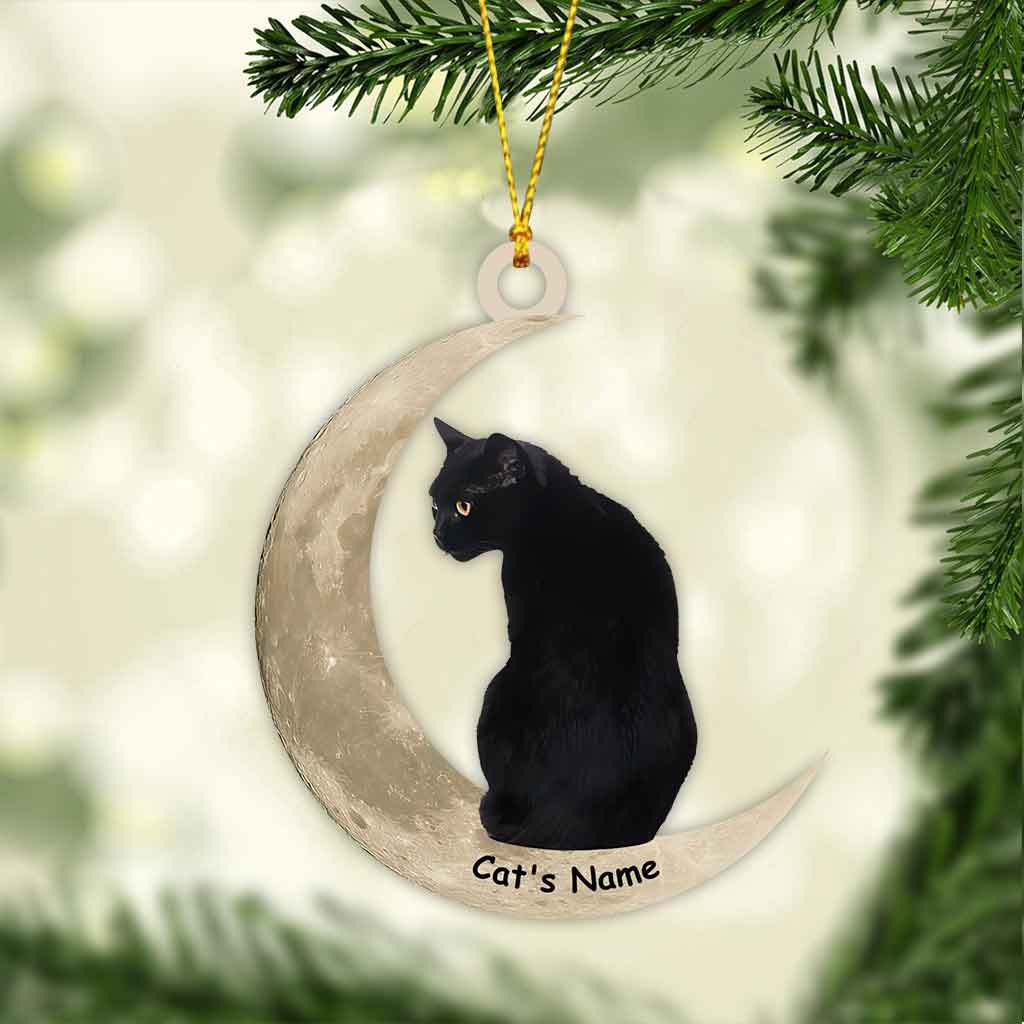 Black Cat Moon - Personalized Ornament (Printed On Both Sides)
