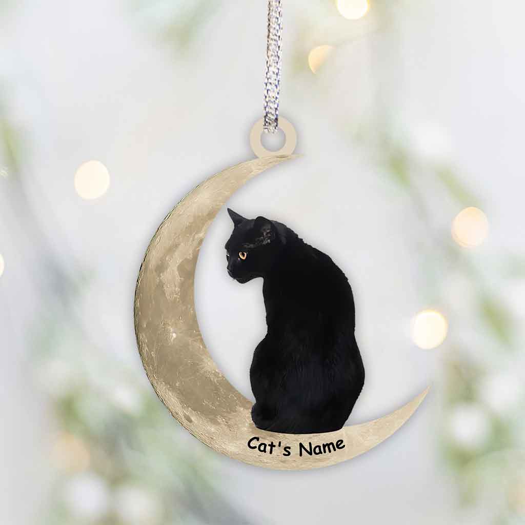 Black Cat Moon - Personalized Ornament (Printed On Both Sides)