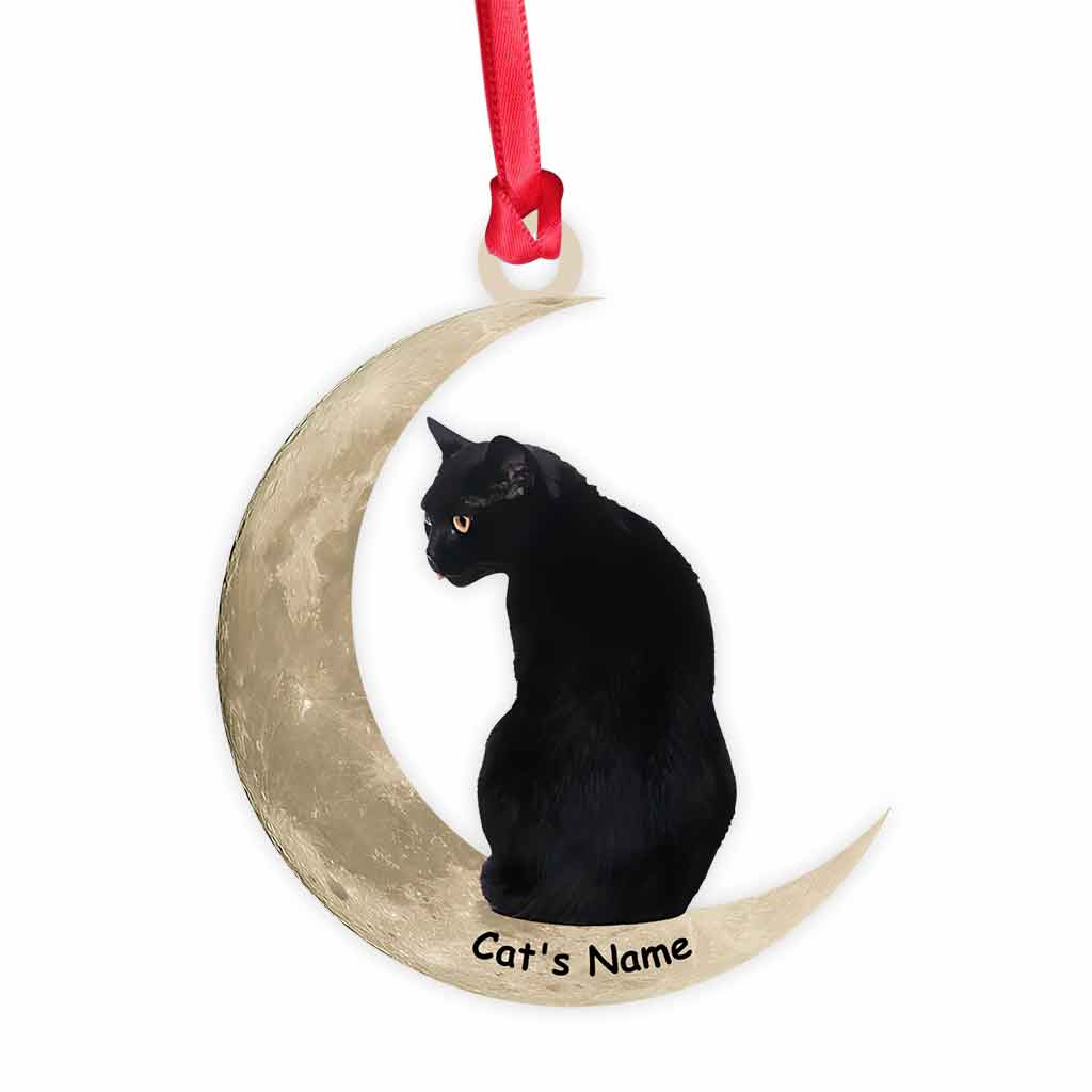 Black Cat Moon - Personalized Ornament (Printed On Both Sides)