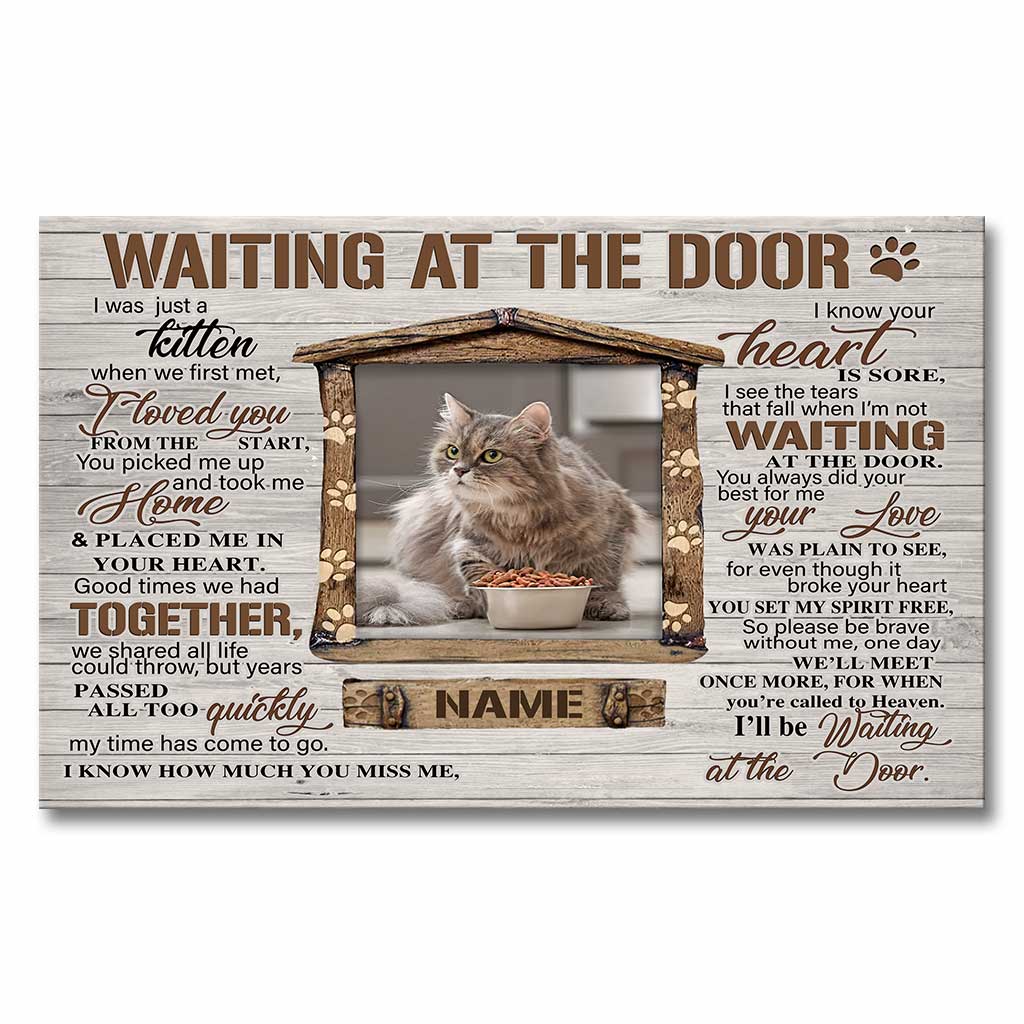Waiting At The Door - Personalized Cat Canvas And Poster