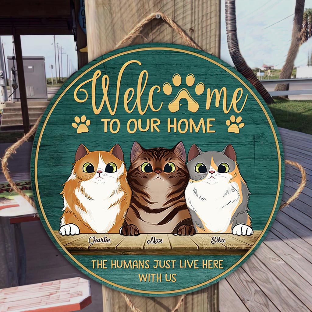 Peeking Cats - Personalized Cat Wood Sign