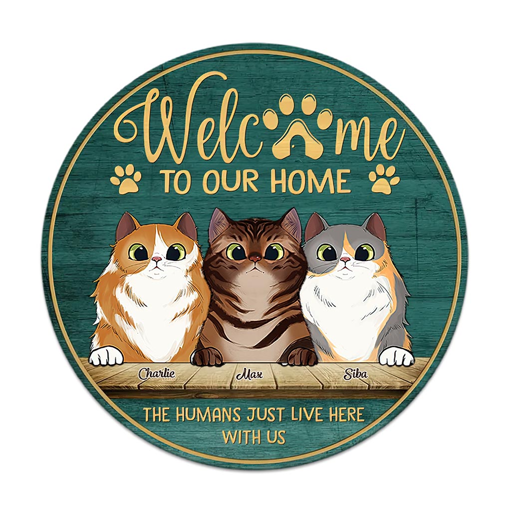 Peeking Cats - Personalized Cat Wood Sign