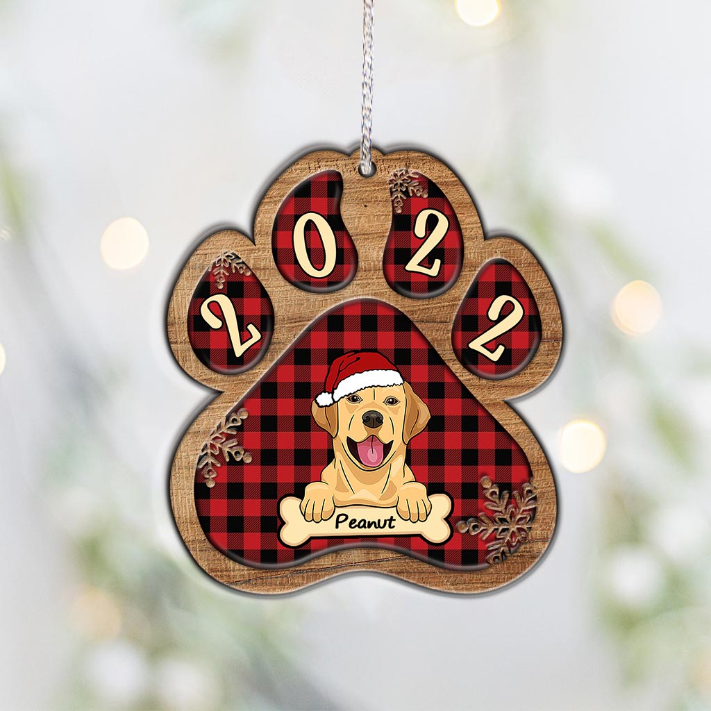 Cute Dog Paw - Personalized Christmas Dog Layered Wood Ornament