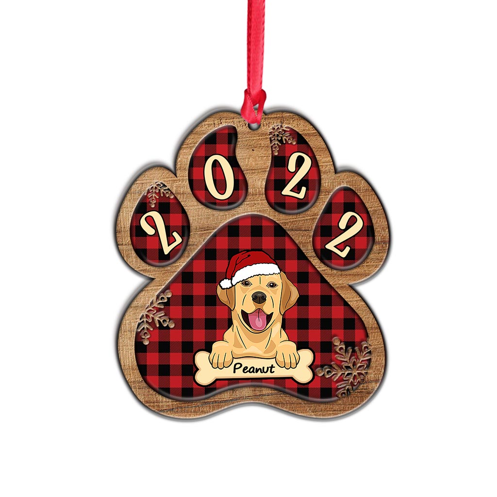 Cute Dog Paw - Personalized Christmas Dog Layered Wood Ornament