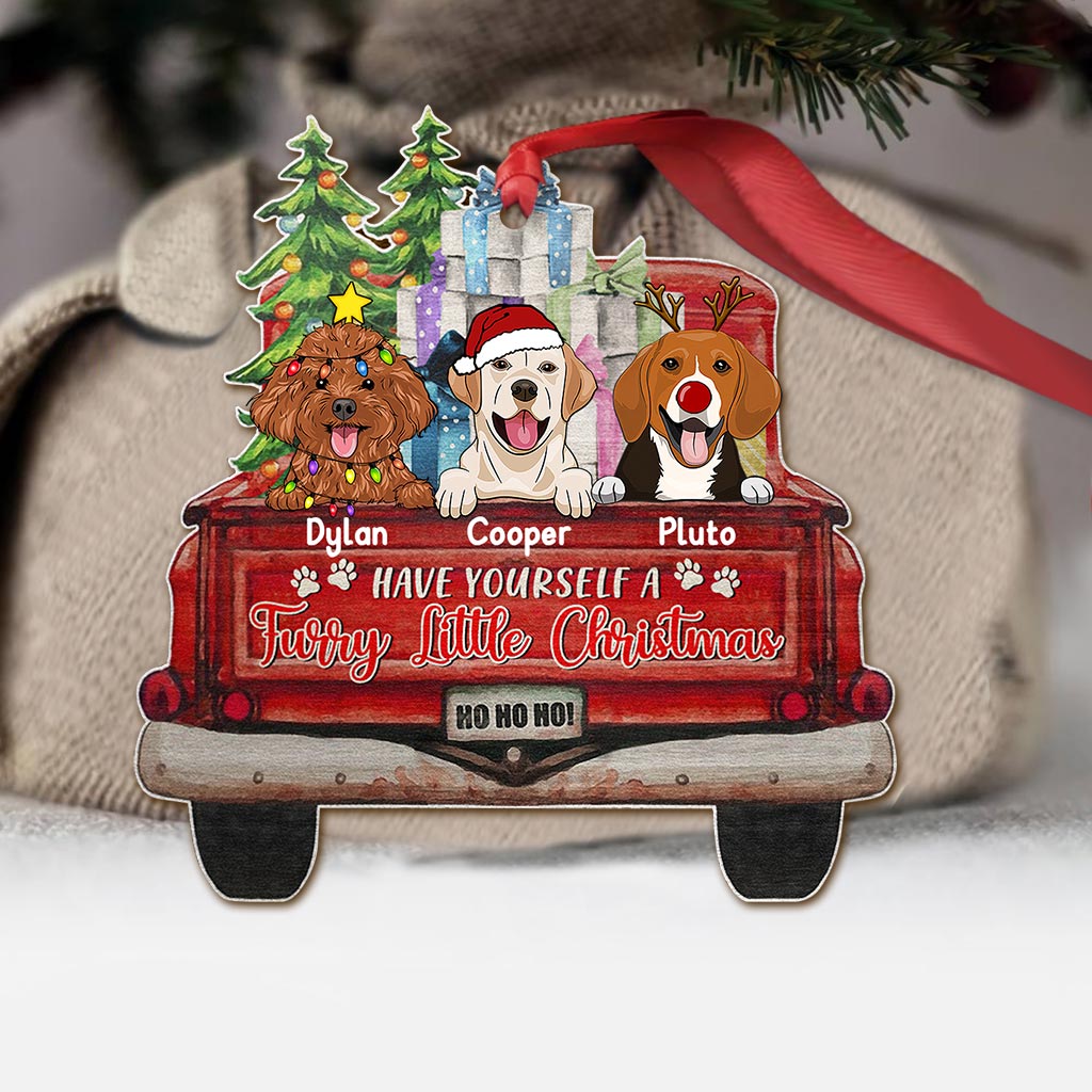 Furry Little Christmas - Personalized Christmas Dog Ornament (Printed On Both Sides)