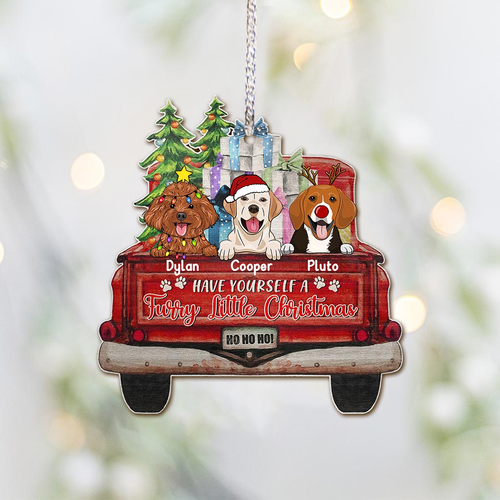 Furry Little Christmas - Personalized Christmas Dog Ornament (Printed On Both Sides)