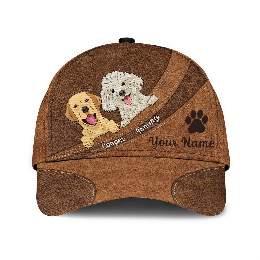 Dog Lovers - Leather Pattern Print Personalized Dog Classic Cap