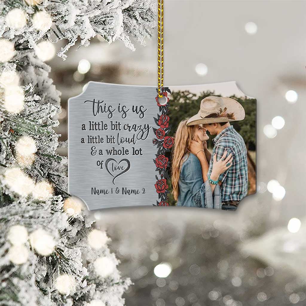 This Is Us - Personalized Christmas Couple Scalloped Aluminium Ornament (Printed On Both Sides)