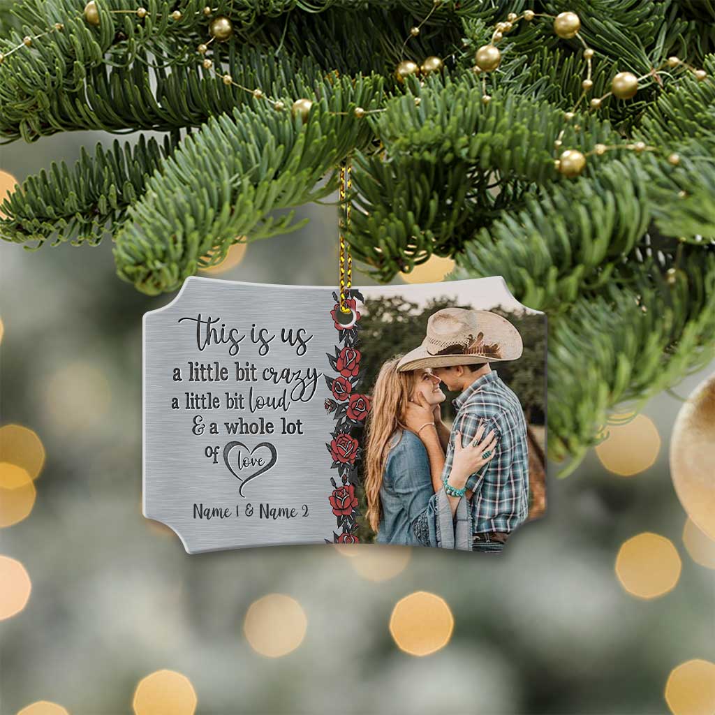 This Is Us - Personalized Christmas Couple Scalloped Aluminium Ornament (Printed On Both Sides)