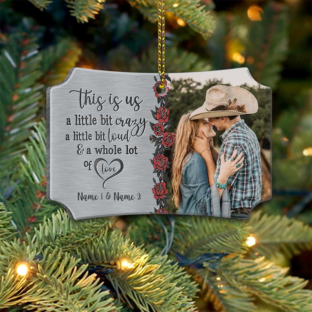 This Is Us - Personalized Christmas Couple Scalloped Aluminium Ornament (Printed On Both Sides)