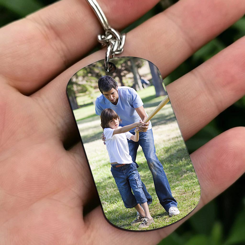 God Hit A Home Run - Personalized Father's Day Father Stainless Steel Keychain