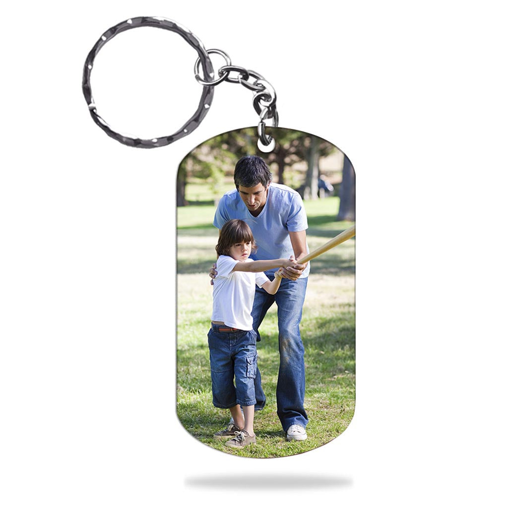 God Hit A Home Run - Personalized Father's Day Father Stainless Steel Keychain