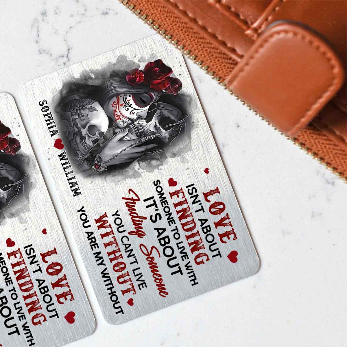 You Are My Without - Personalized Couple Skull Wallet Insert Card