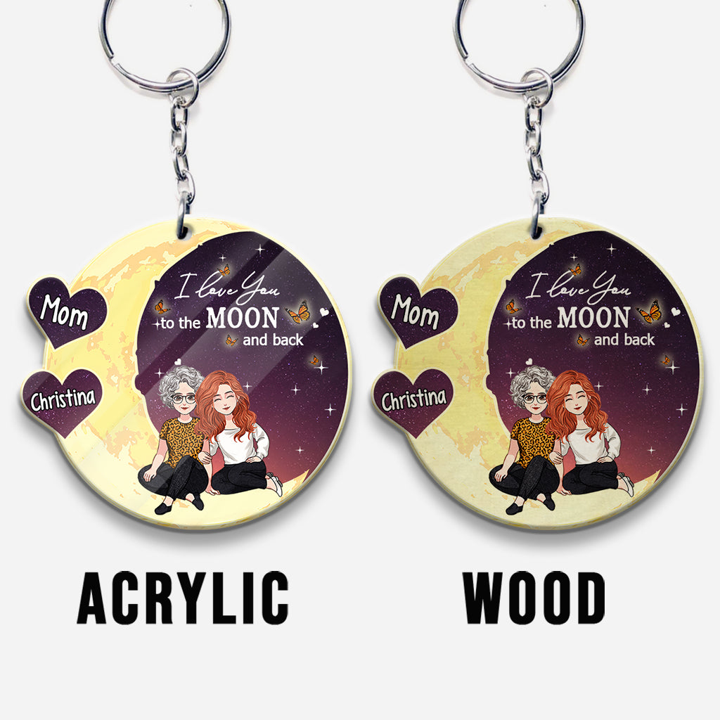 To The Moon And Back - Gift for mom, grandma - Personalized Keychain