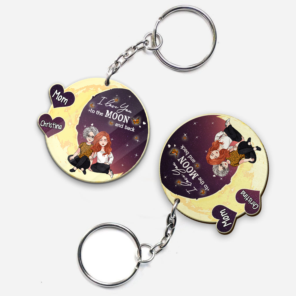 To The Moon And Back - Gift for mom, grandma - Personalized Keychain