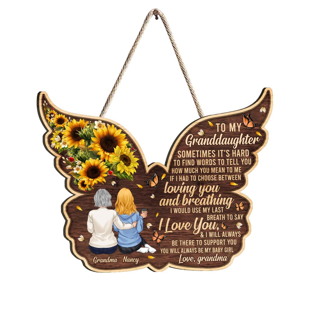 To My Granddaughter - Personalized Mother's Day Grandma Wood Sign