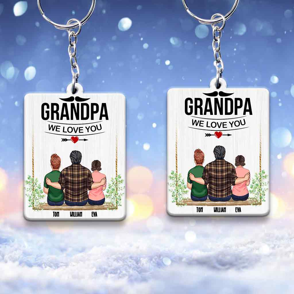 Grandpa We Love You - Personalized Grandpa Keychain (Printed On Both Sides)