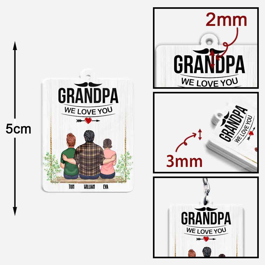 Grandpa We Love You - Personalized Grandpa Keychain (Printed On Both Sides)