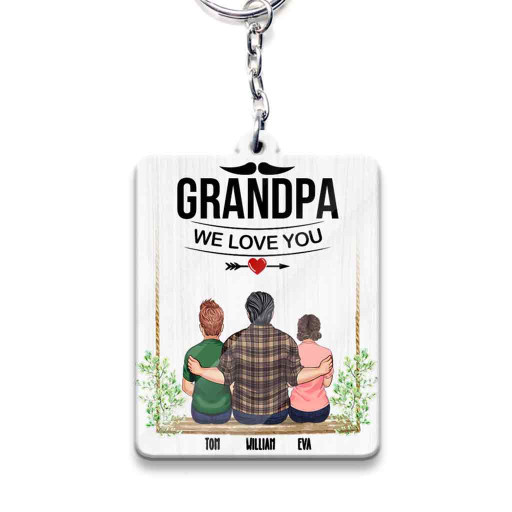 Grandpa We Love You - Personalized Grandpa Keychain (Printed On Both Sides)