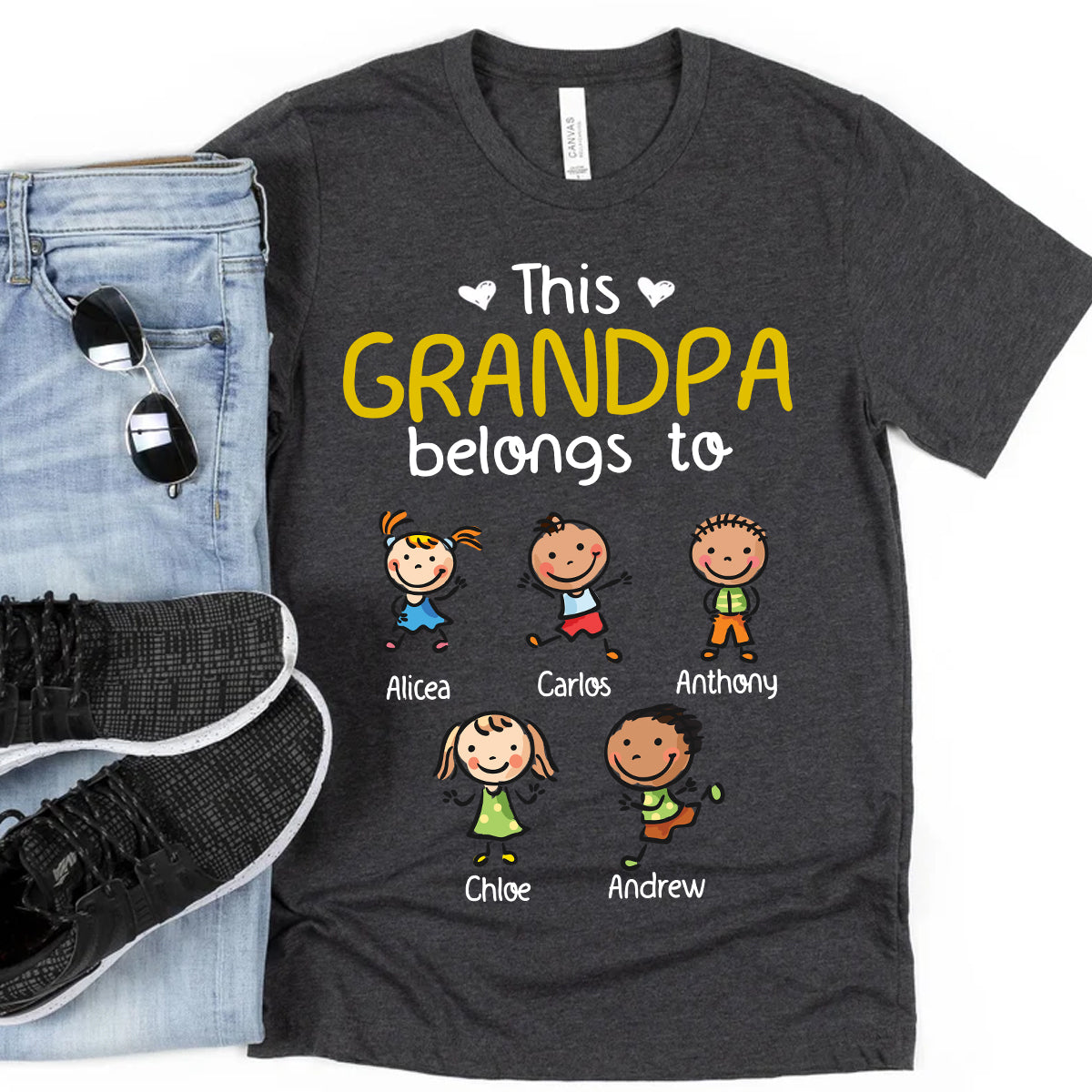 This Grandpa Grandma Belongs to - Personalized Father T-shirt and Hoodie