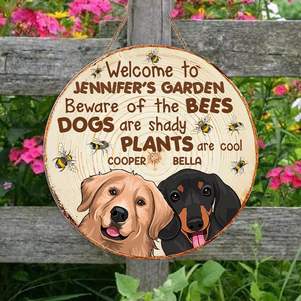Beware - Personalized Gardening Round Wood Sign