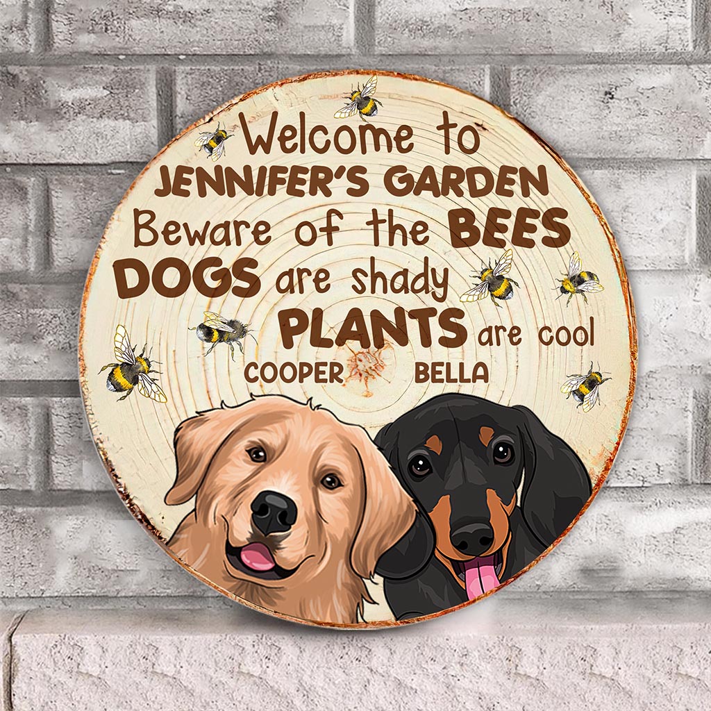 Beware - Personalized Gardening Round Wood Sign