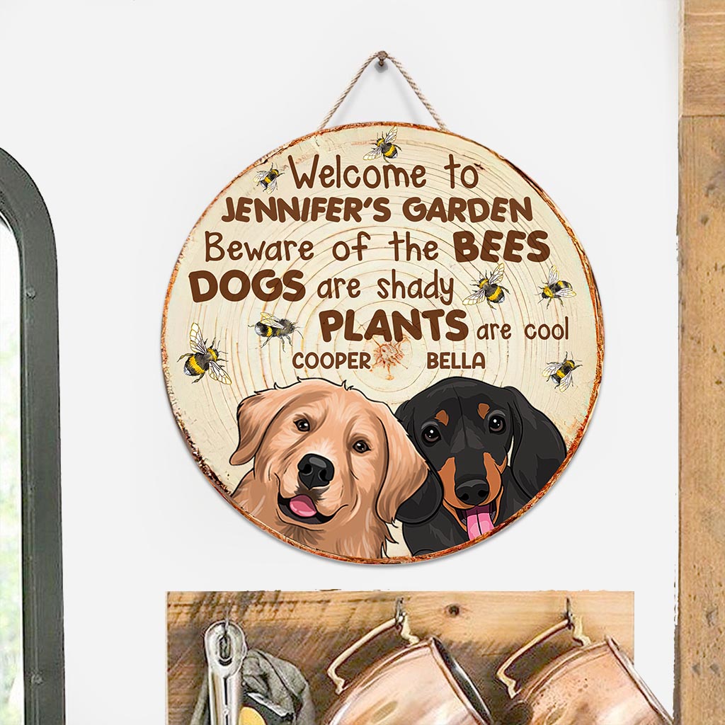 Beware - Personalized Gardening Round Wood Sign