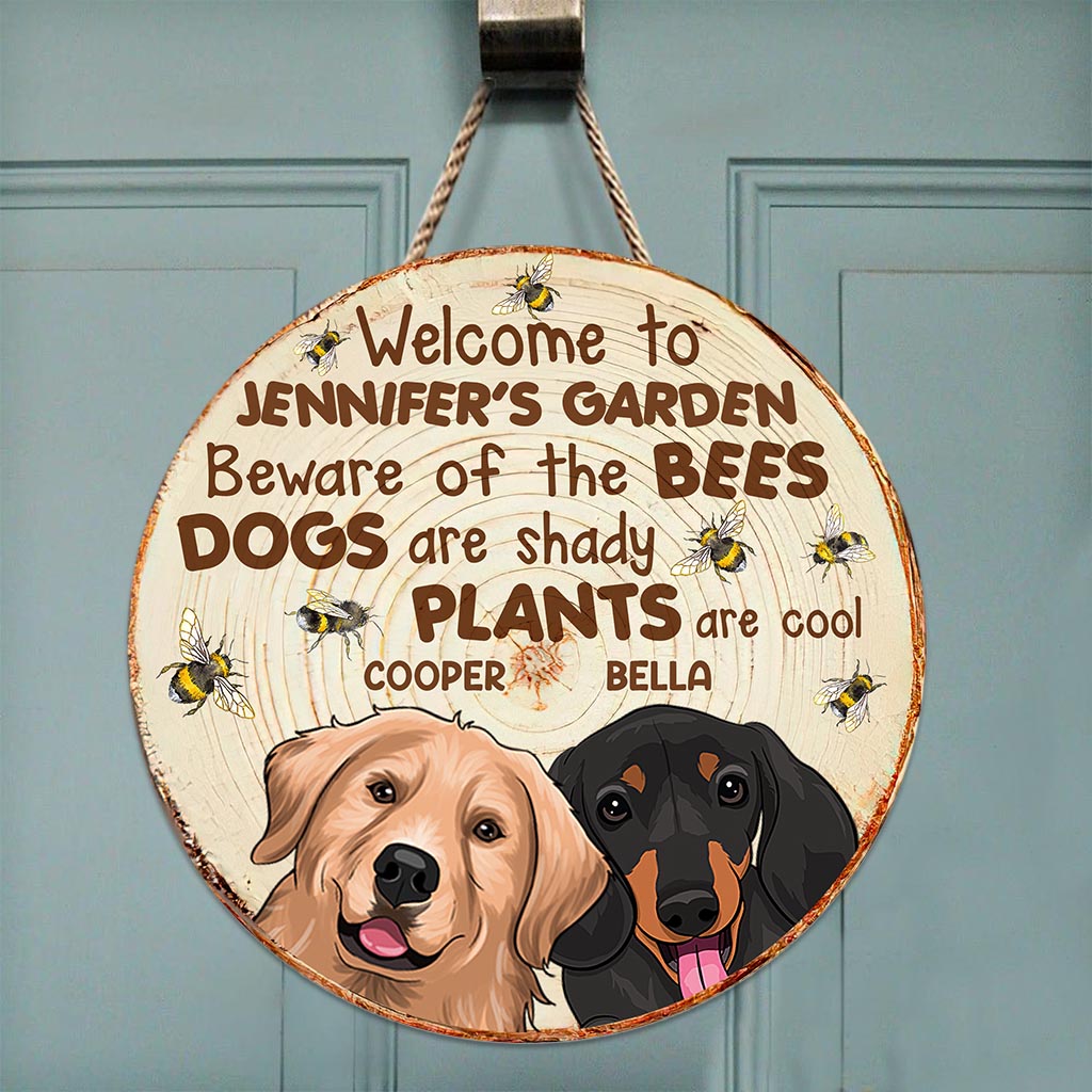 Beware - Personalized Gardening Round Wood Sign