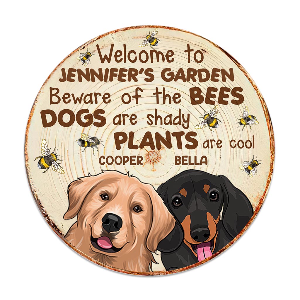 Beware - Personalized Gardening Round Wood Sign