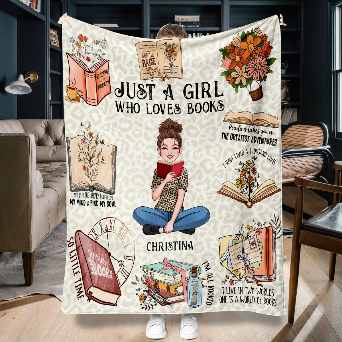 Just A Girl Who Loves Books - Personalized Book Blanket