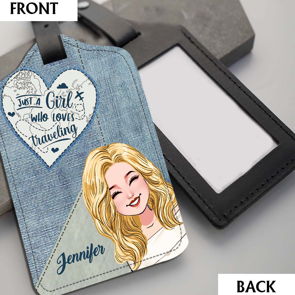 Just A Girl Who Loves Traveling - Personalized Travelling Leather Luggage Tag & Passport Holder
