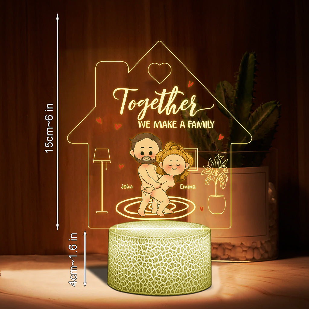 Together We Make A Family - Personalized Couple Shaped Plaque Light Base