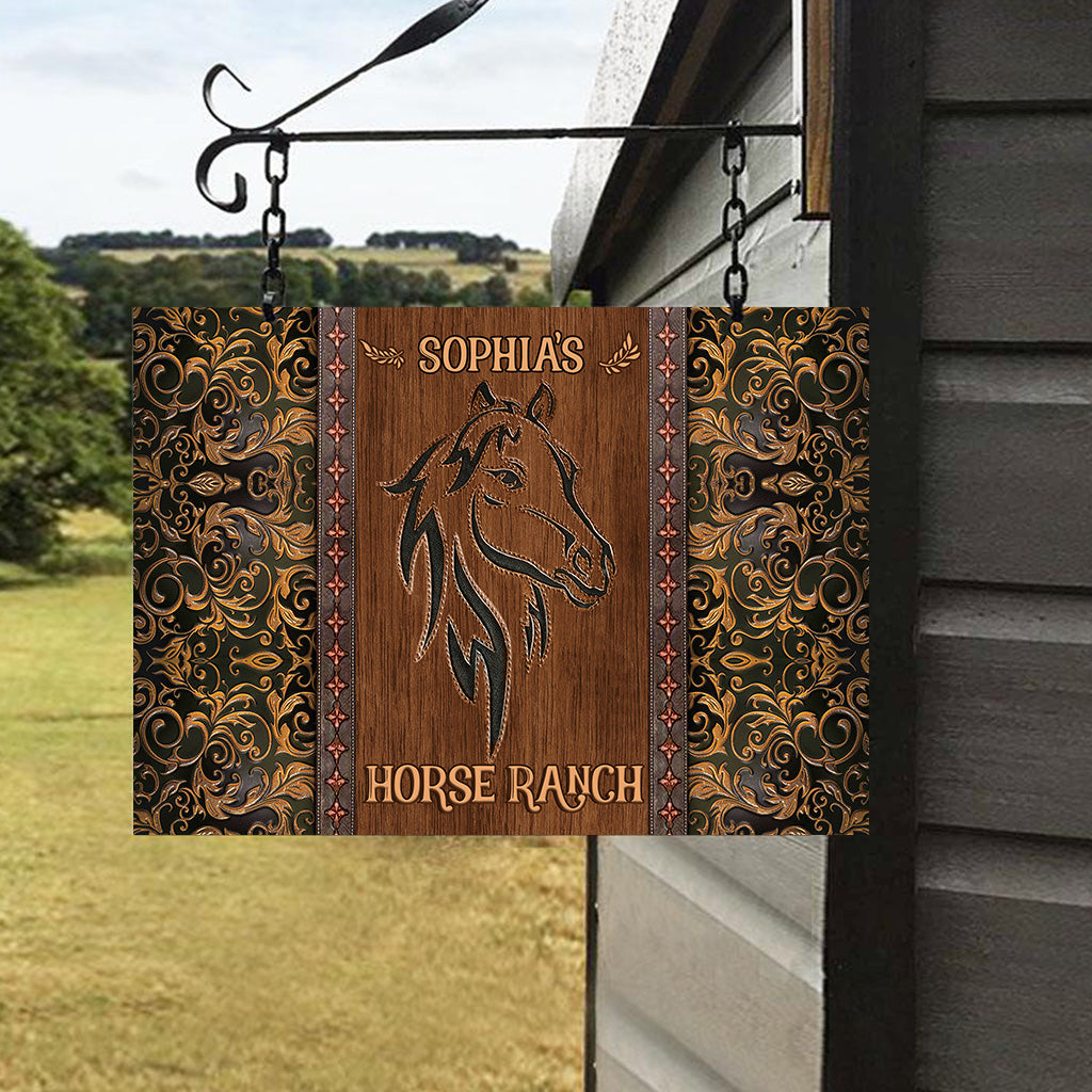 Horse Barn - Personalized Horse Rectangle Metal Sign