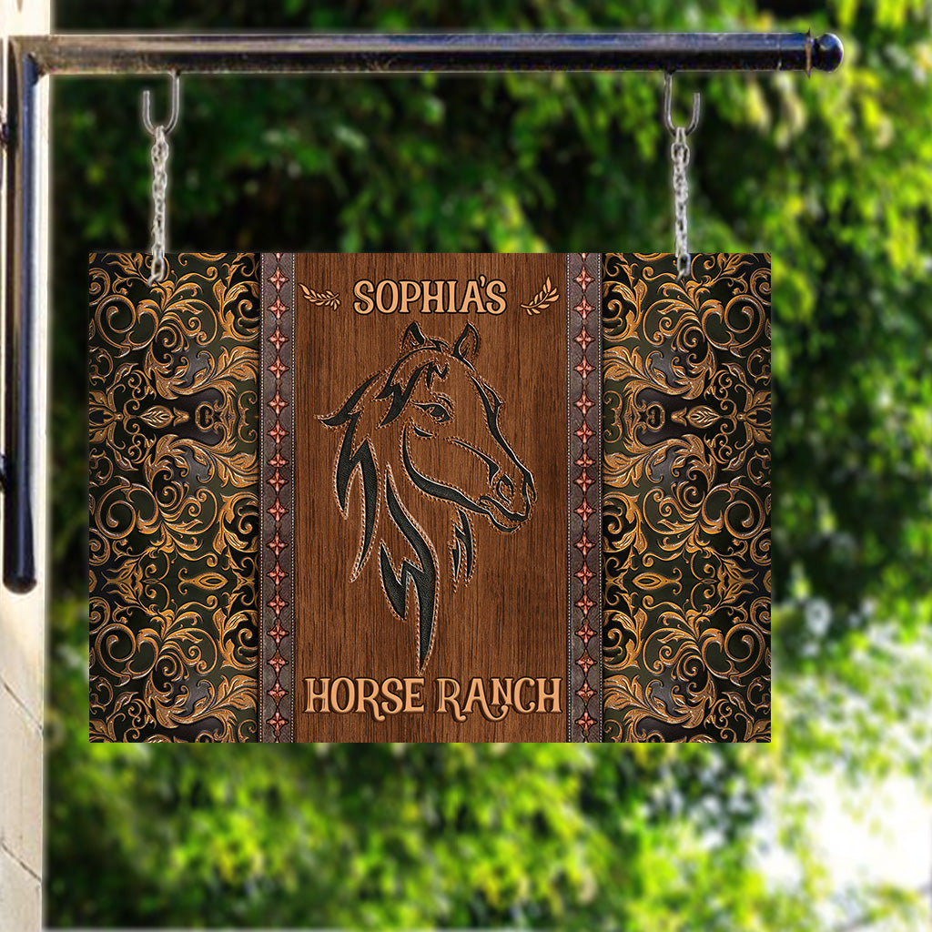 Horse Barn - Personalized Horse Rectangle Metal Sign