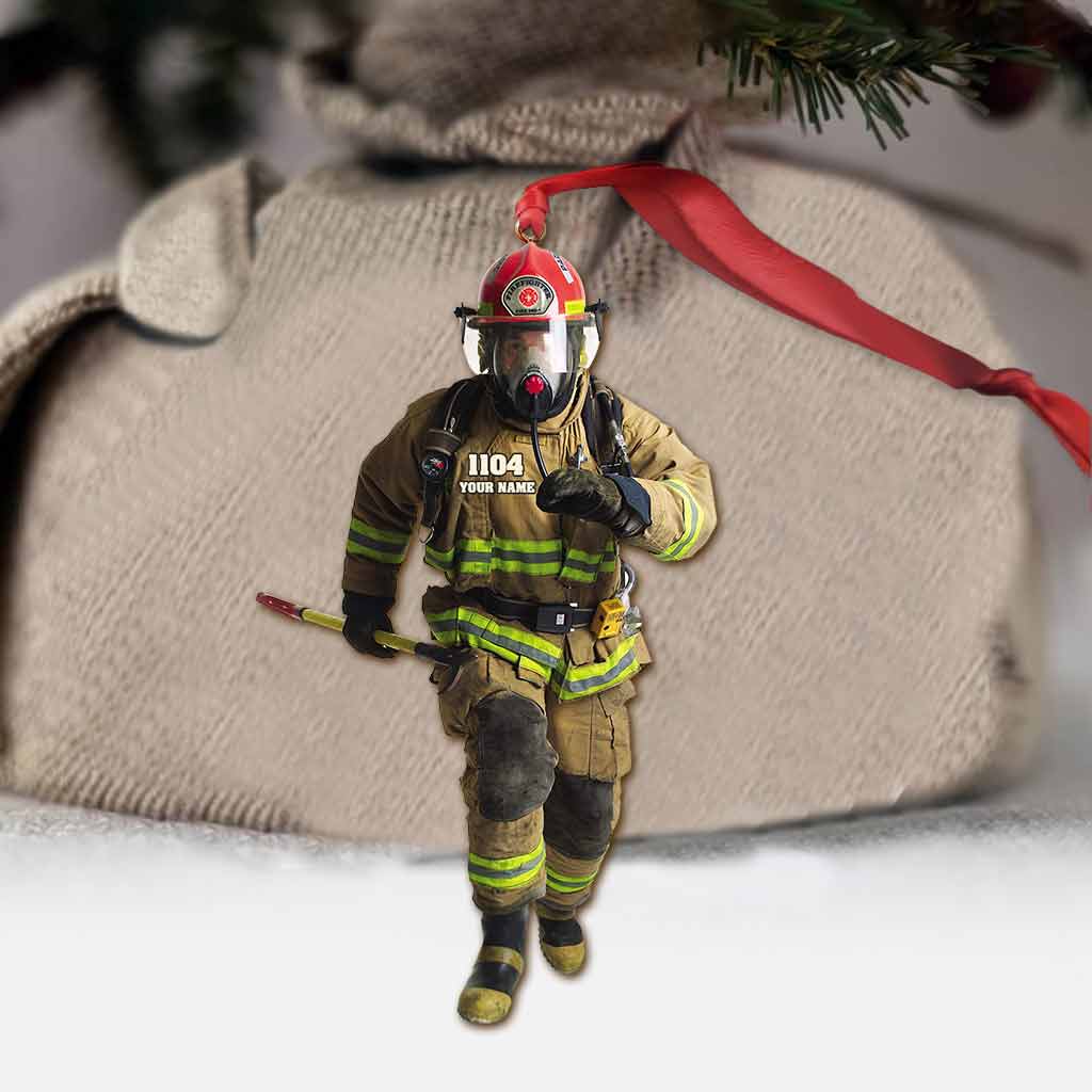 Merry Christmas - Personalized Firefighter Ornament (Printed On Both Sides)