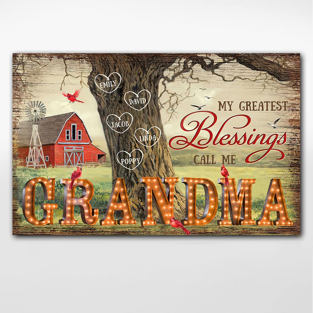 Grandma's Blessings - Personalized Canvas And Poster