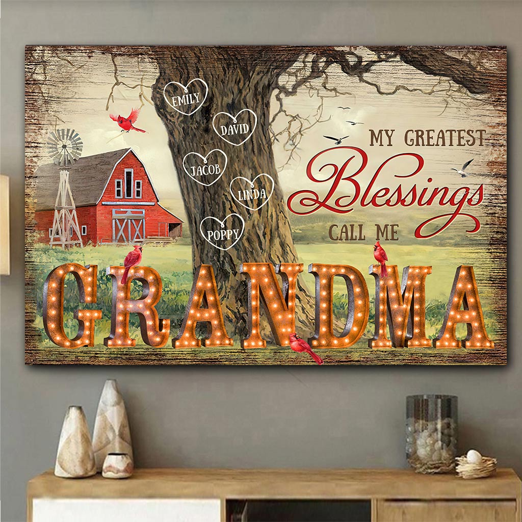 Grandma's Blessings - Personalized Canvas And Poster