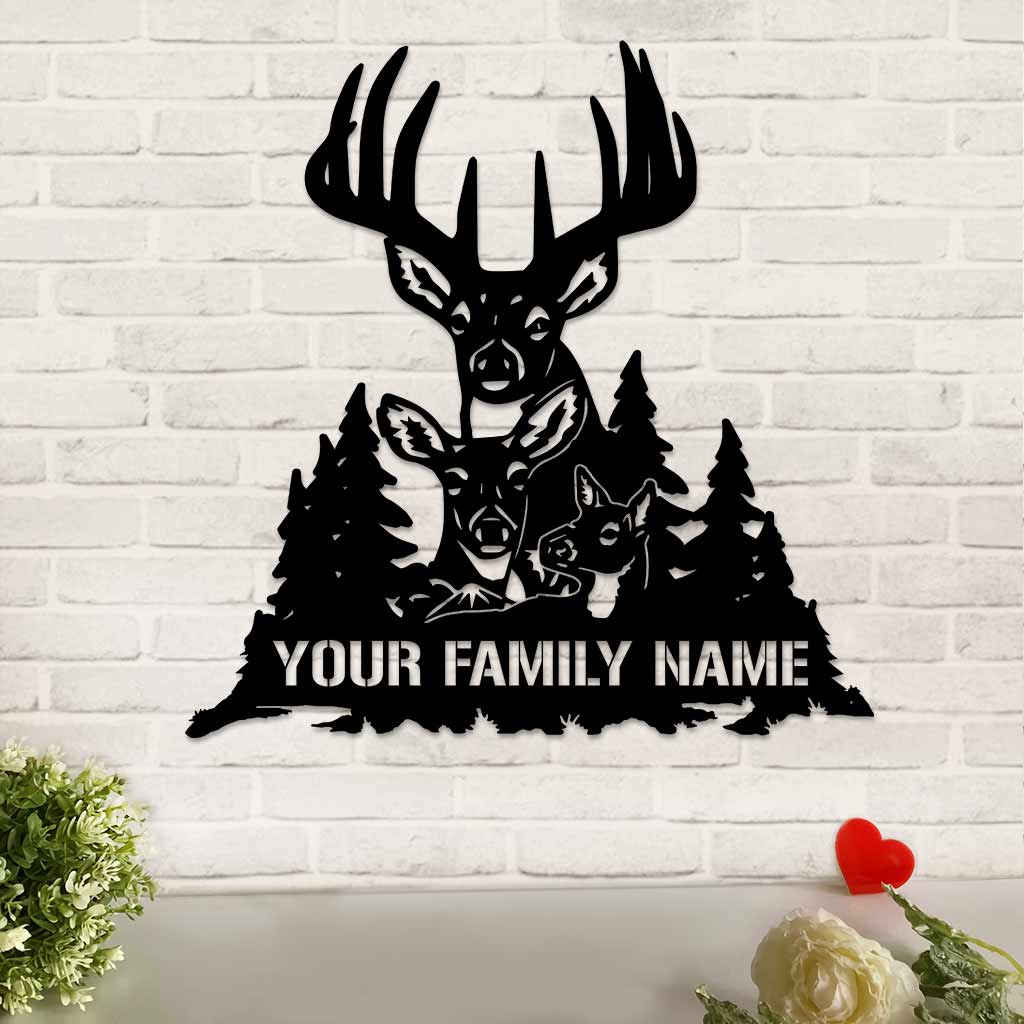 Hunting Family - Personalized Cut Metal Sign