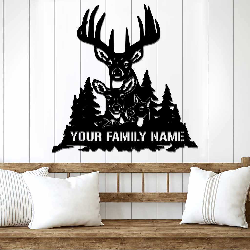 Hunting Family - Personalized Cut Metal Sign