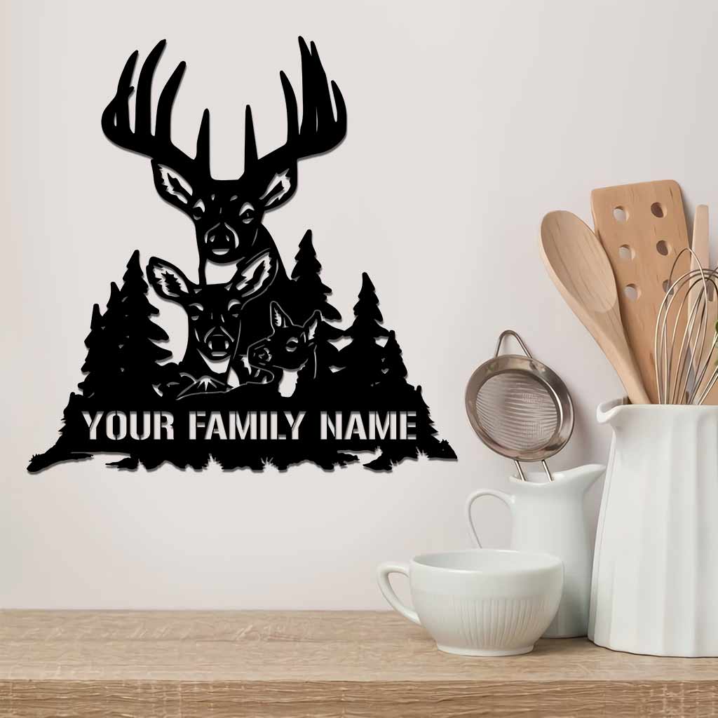 Hunting Family - Personalized Cut Metal Sign