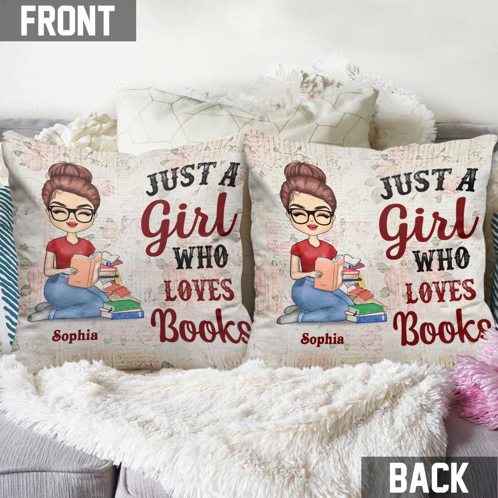Just A Girl Who Loves Books - Personalized Book Throw Pillow