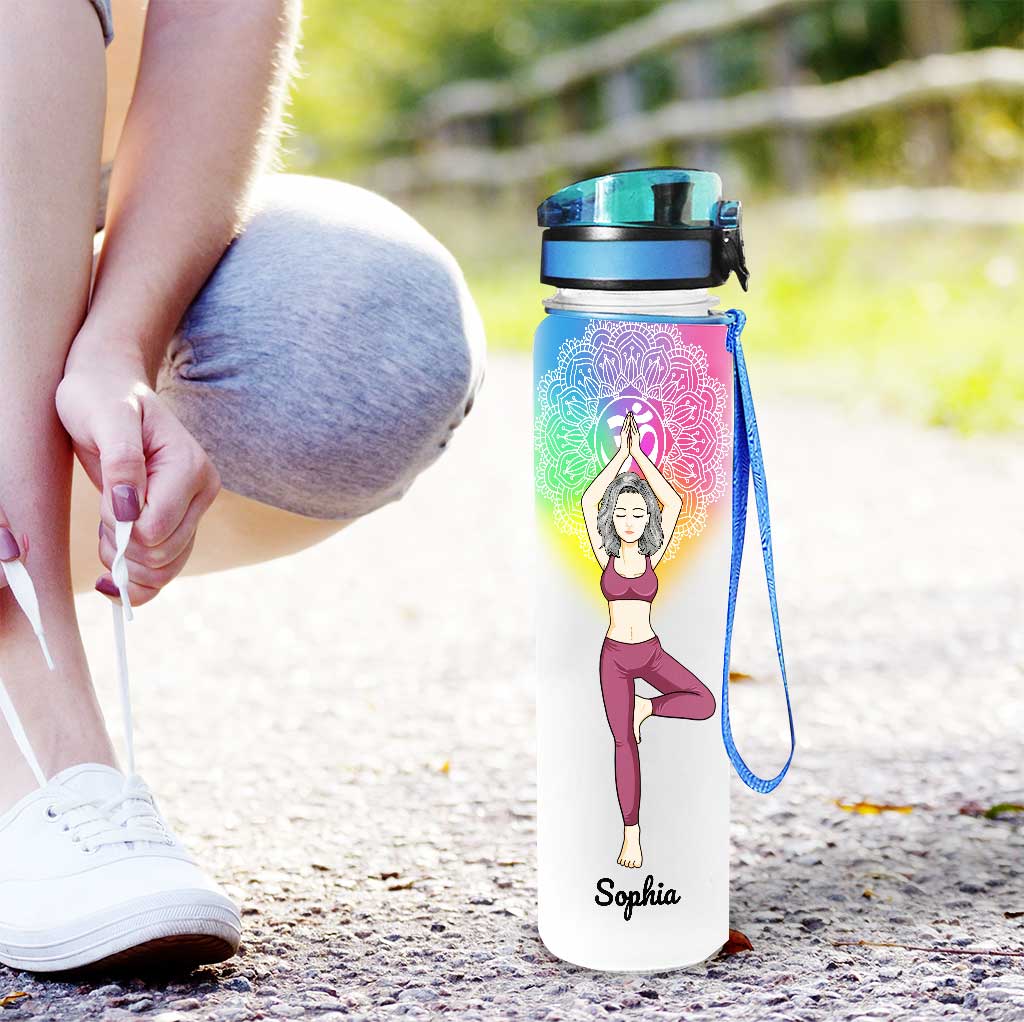 I Am Divine Intuitive Expressive Loved - Personalized Yoga Water Tracker Bottle