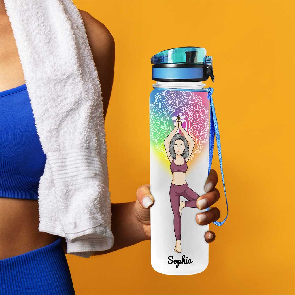 I Am Divine Intuitive Expressive Loved - Personalized Yoga Water Tracker Bottle