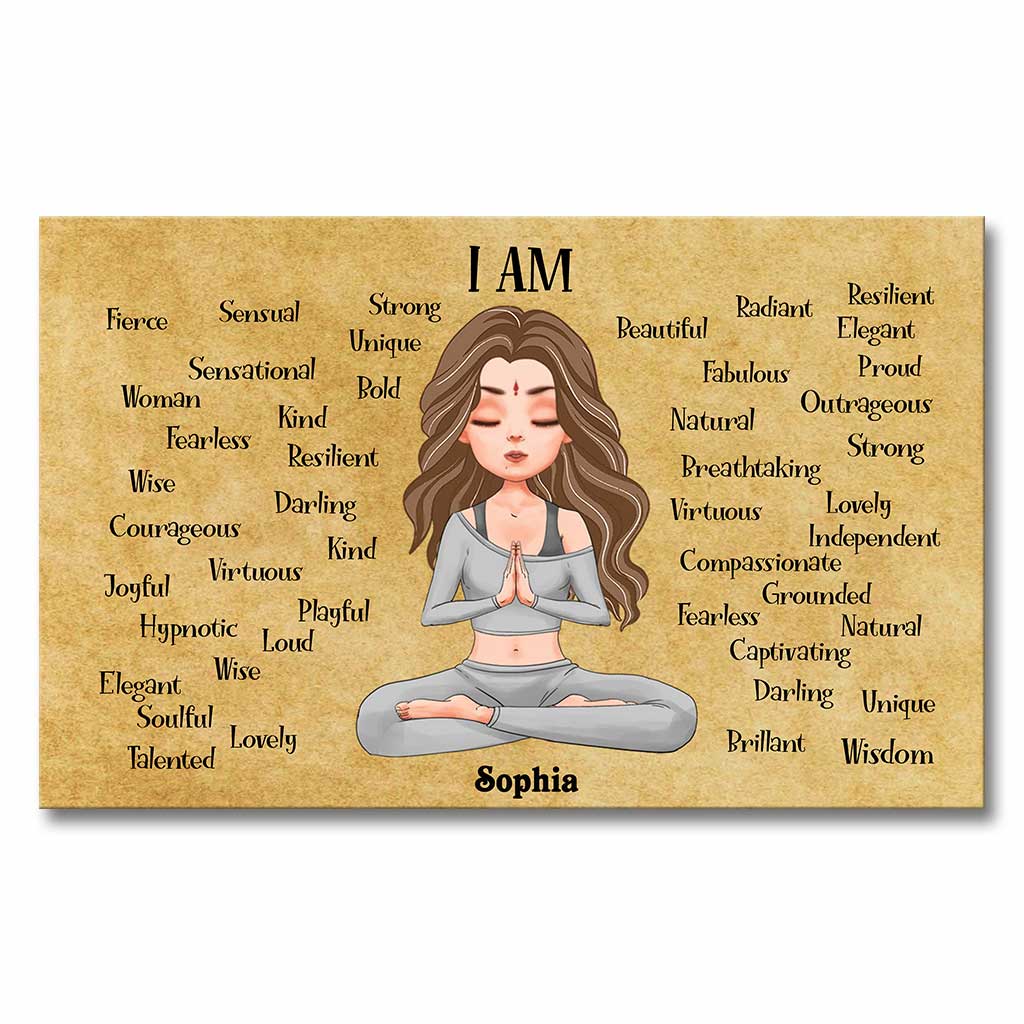 I Am Divine Intuitive Expressive Loved - Gift For Yoga Lovers -  Personalized Custom Poster